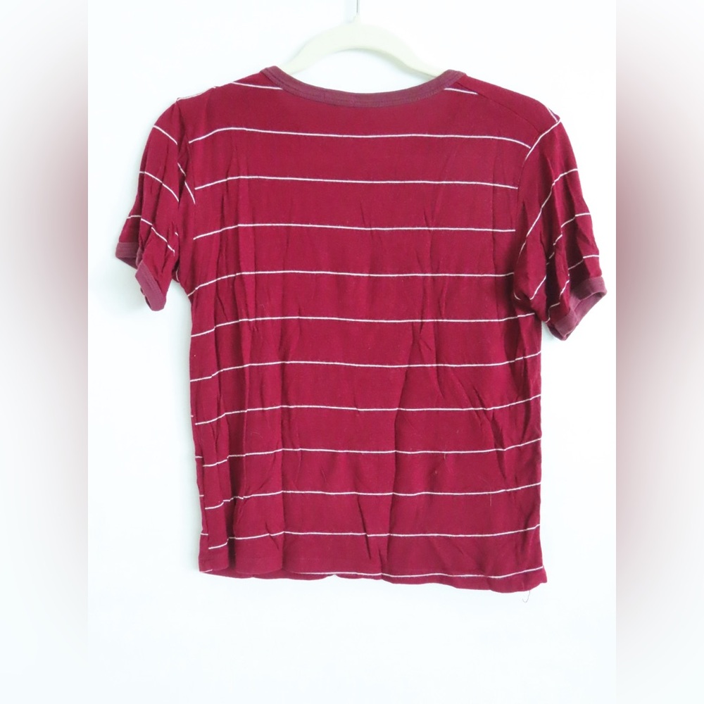 Brandy Melville John Galt Maroon and White Striped Top - Picture 2 of 3